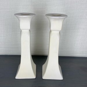 Pair of White matte Ceramic Candleholders, candlesticks